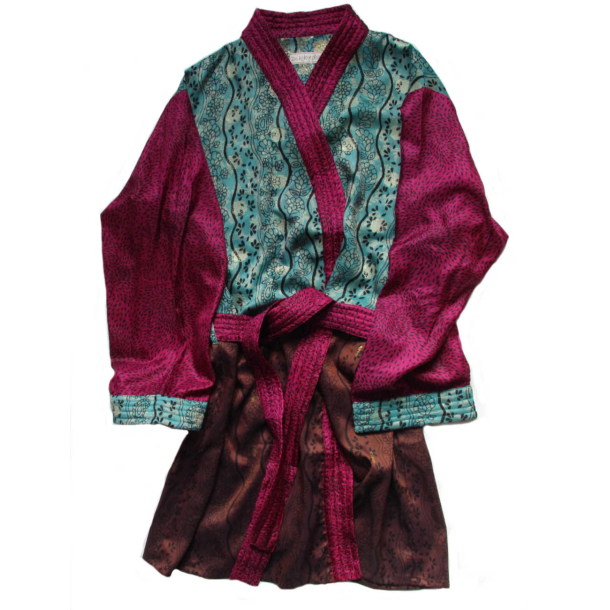 Kimono, turkis / pink, Str. XL