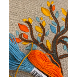 Tr� med kul�rte blade