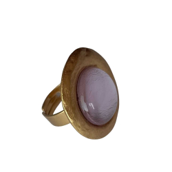 Guldring / sart rosa