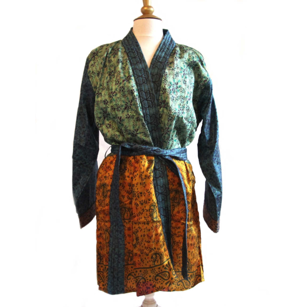 Kimono, grn / gul str. M 